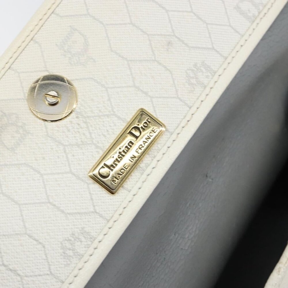 Authentic Christian Dior Honeycomb Canvas Shoulder Bag PVC Gold White - Picture 8 of 16